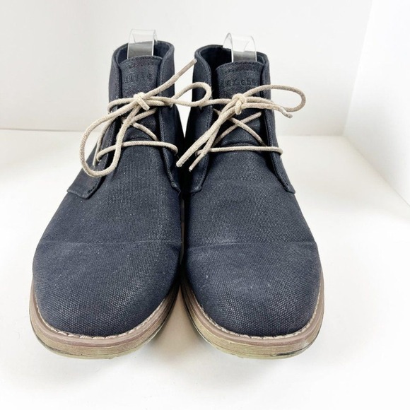 2/$30 Perry Ellis Tim II Shoes Men 10.5 Charcoal Black Canvas Boots LUG SOLE - Picture 3 of 7